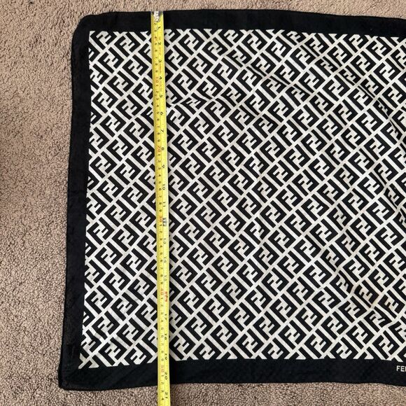 Authentic Fendi Women’s Black And White FF Monogram Cotton Scarf Handkerchief - Picture 2 of 5